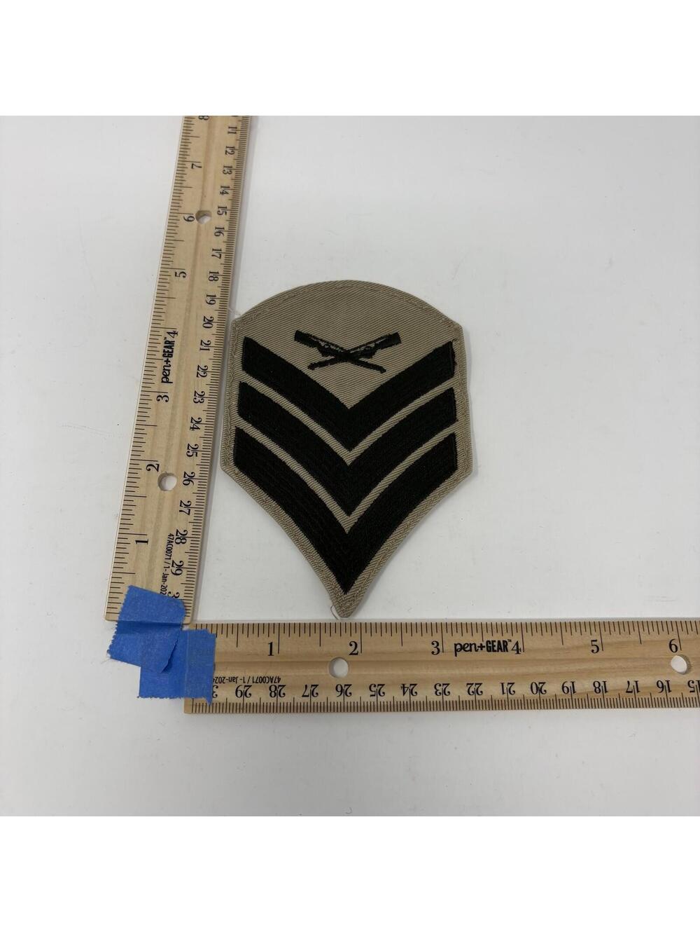 US Marine Corps Sergeant Sgt Artillery Rank Patch Desert Tan Black